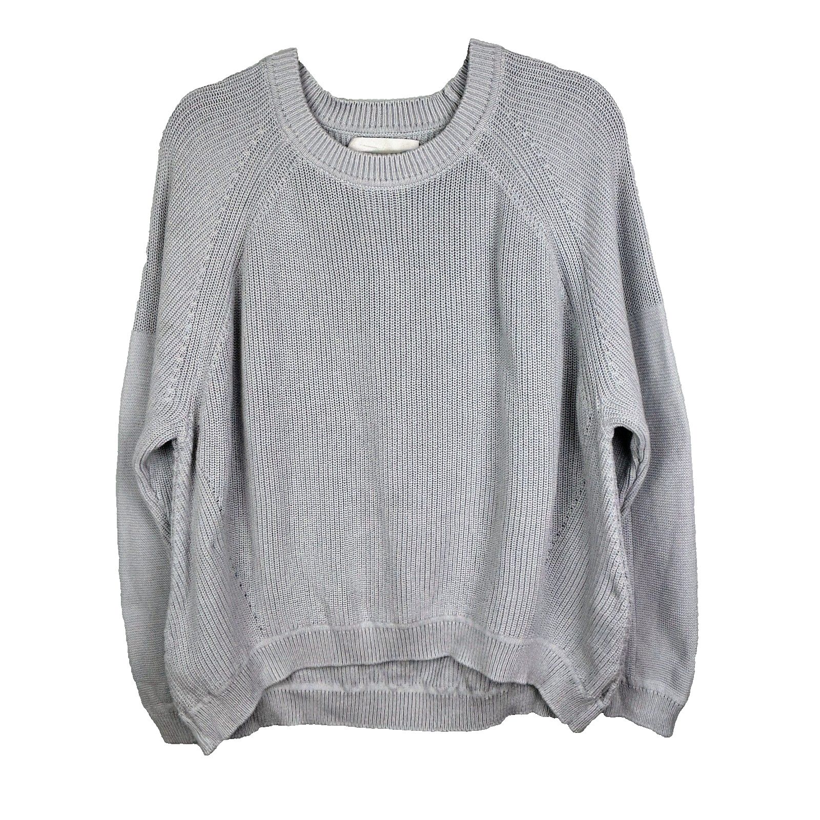 Brochu Walker Knit Sweater Grey Relaxed Crewneck Pullover Cotton Weave Design L
